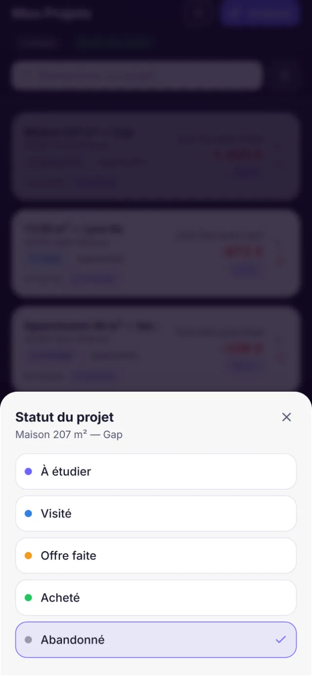 Projets Brickly classés par statut